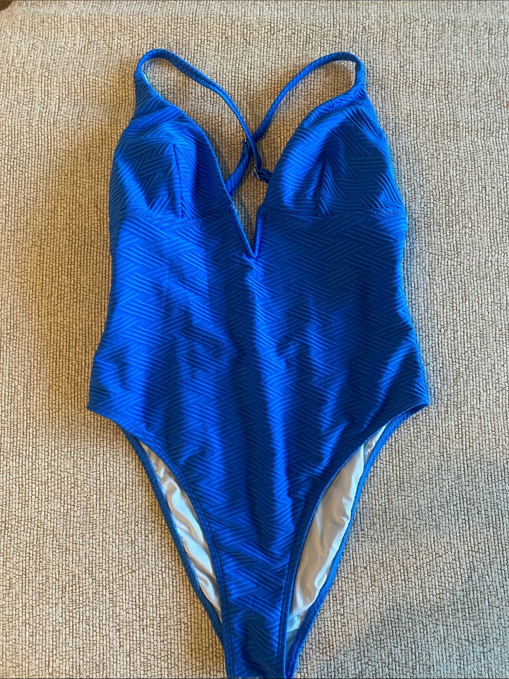 Womens Cupshe Royal Blue Textured One-Piece Swimsuit